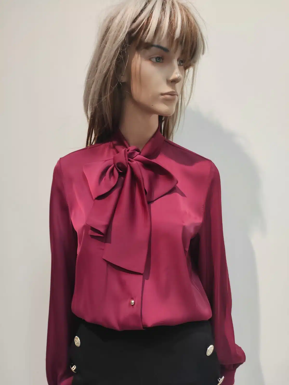 Bluzka satynowa w kolorze wina