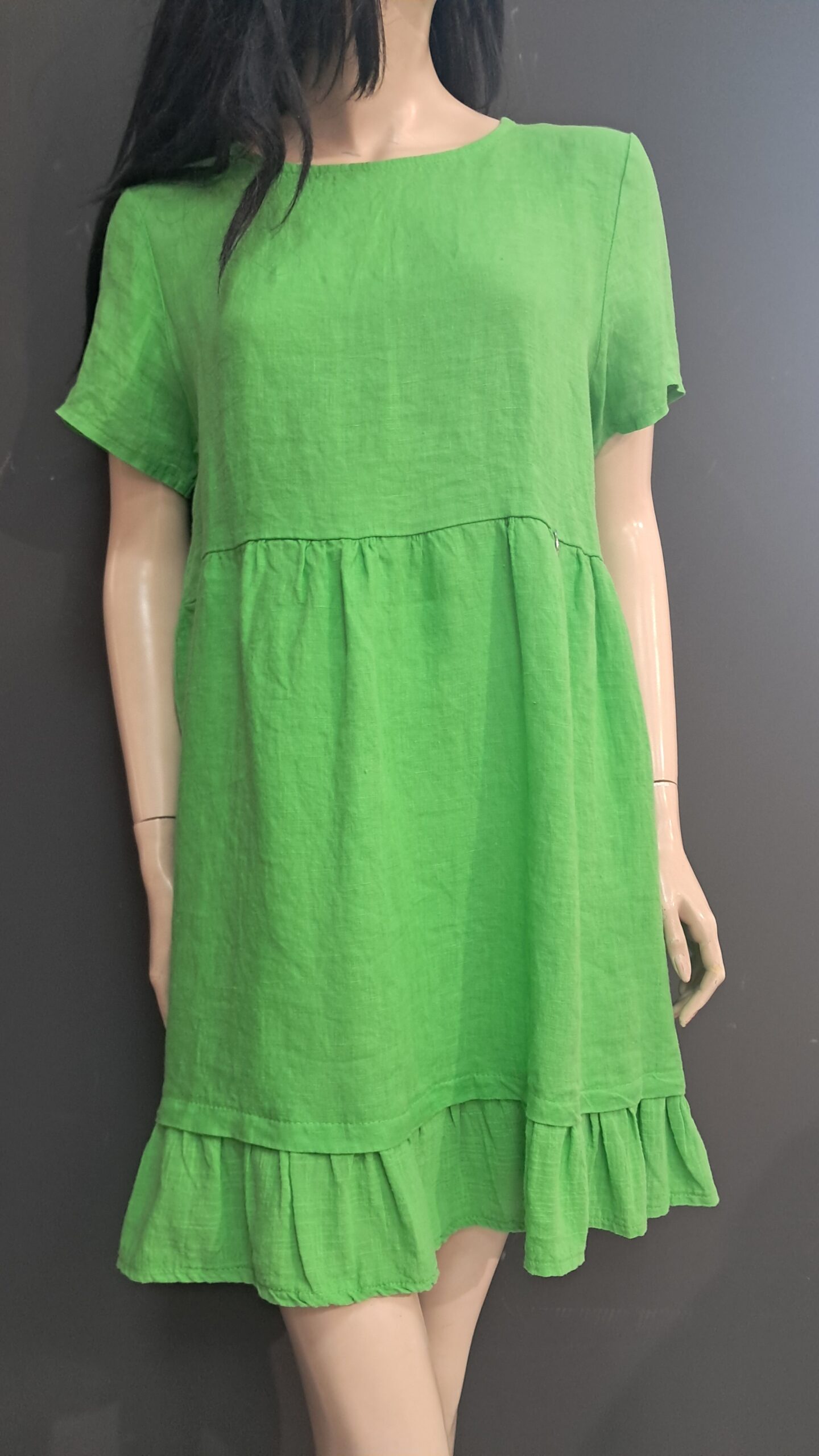 Lniana sukienka Li Lu – limonkowa