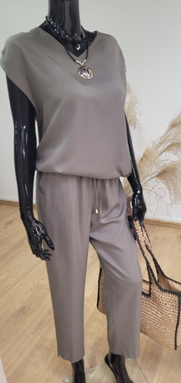 Komplet wiskozowy khaki De Fitto