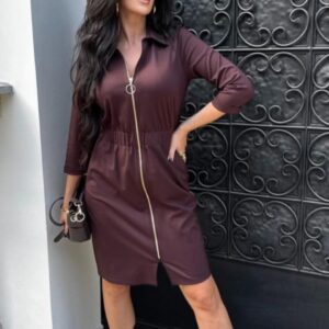 Sukienka brązowa na zamek