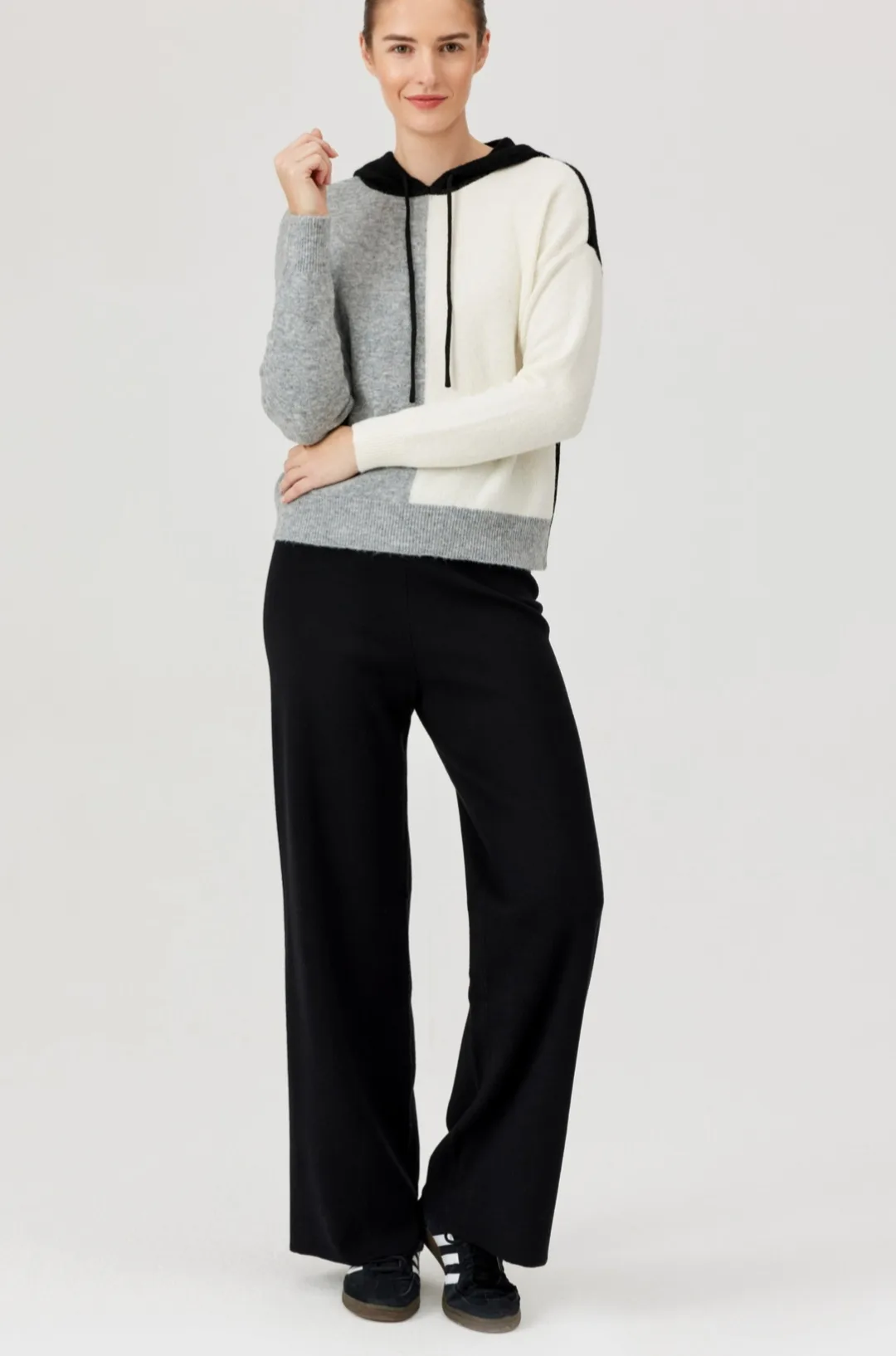 Dzianinowe spodnie FÉRIA z szeroką nogawką