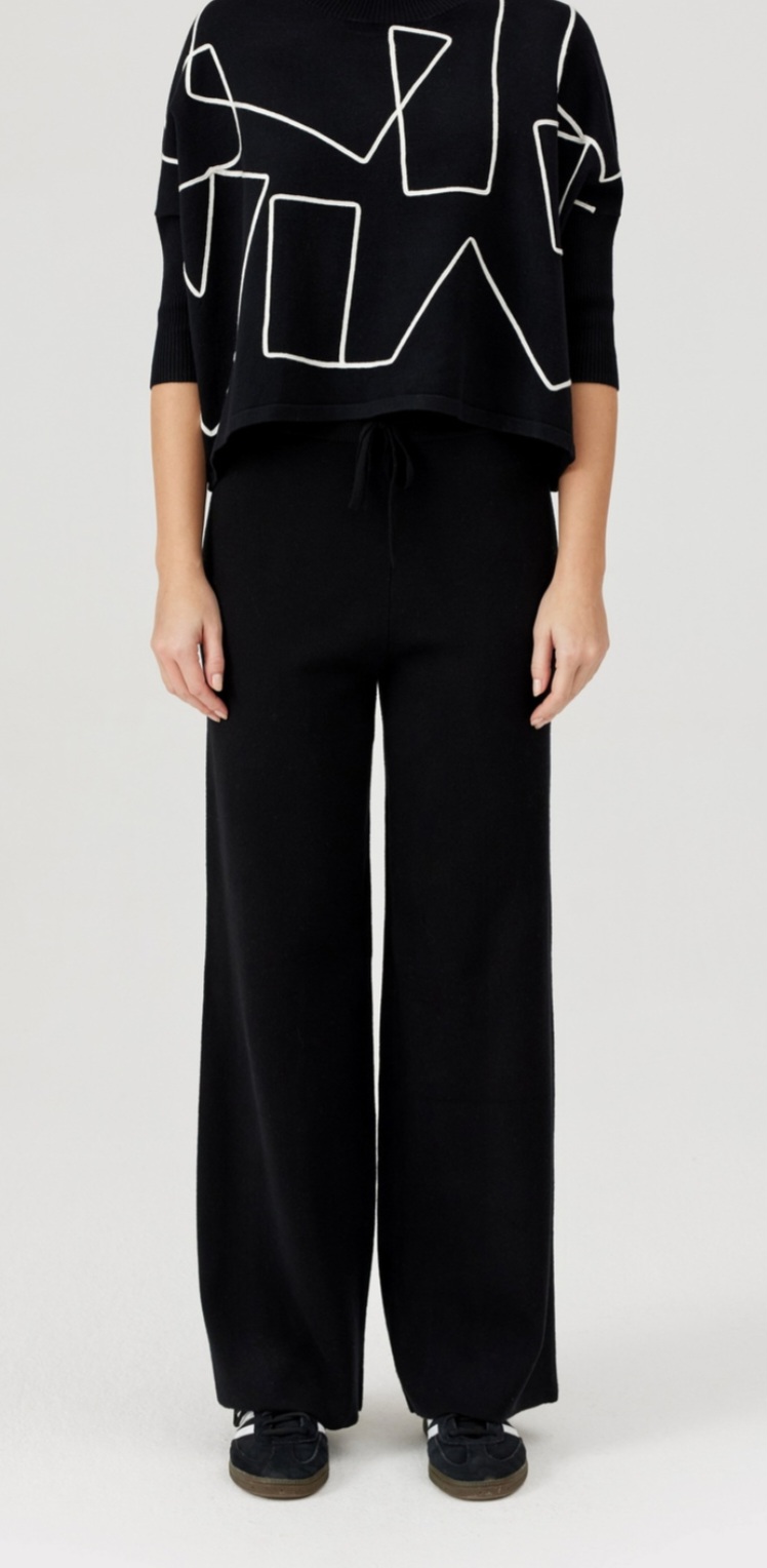 Dzianinowe spodnie FÉRIA z szeroką nogawką