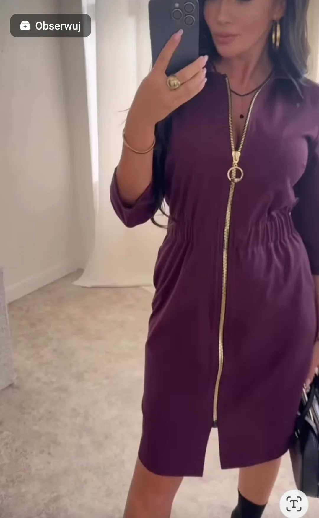 Sukienka bakłażanowa na zamek