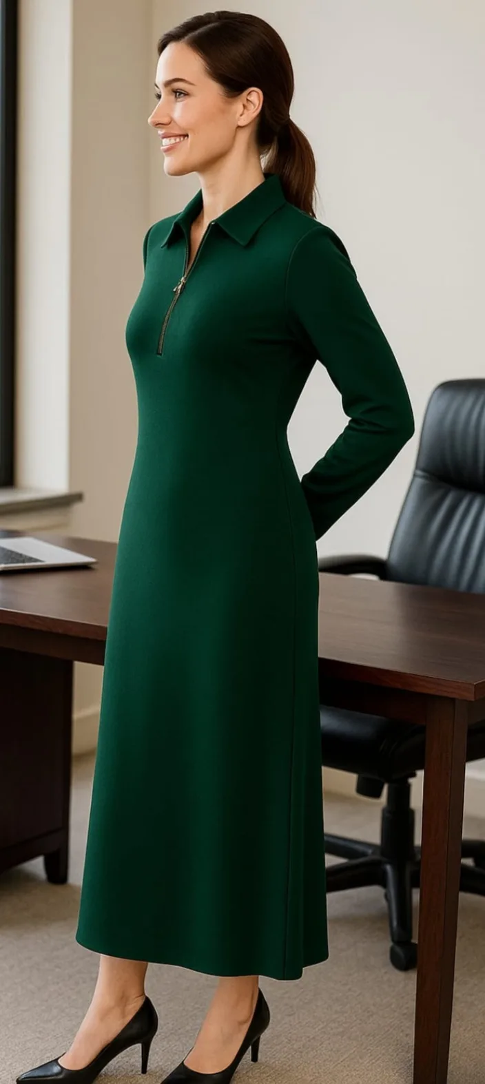 Sukienka dzianinowa zielona DE Fitto