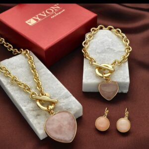 Zestaw 3 częściowy z kwarcem różowym YVON