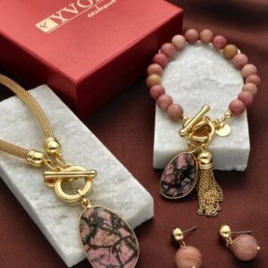 Komplet 3 częściowy z naturalnym kamieniem – Rodonit