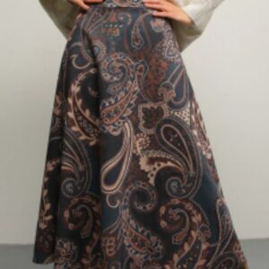 Wzorzysta spódnica z imitacji zamszu