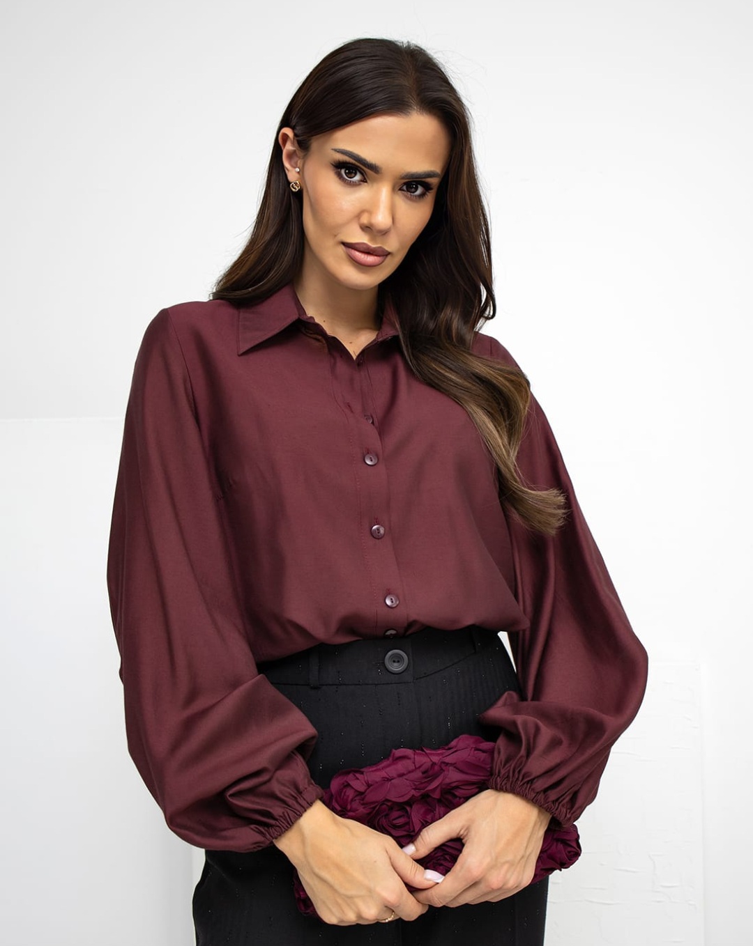 Bluzka koszulowa ciemne bordo