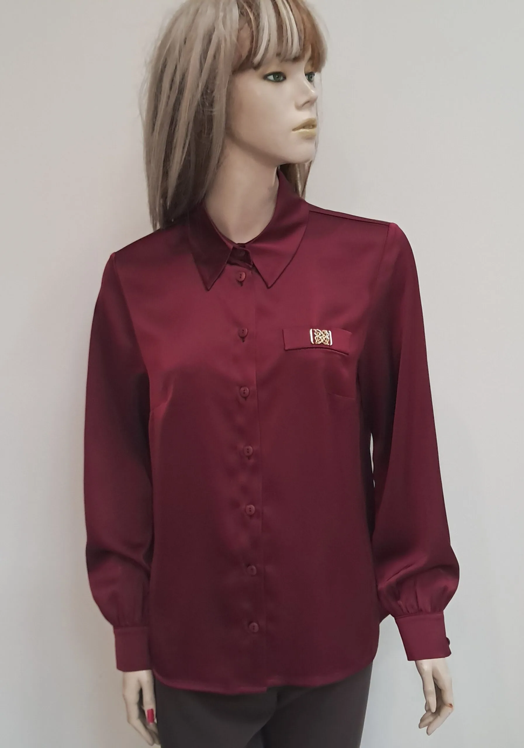 Koszula bordowa satynowa