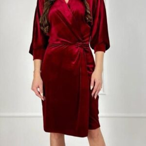 Sukienka welurowa ciemne bordo BB Studio