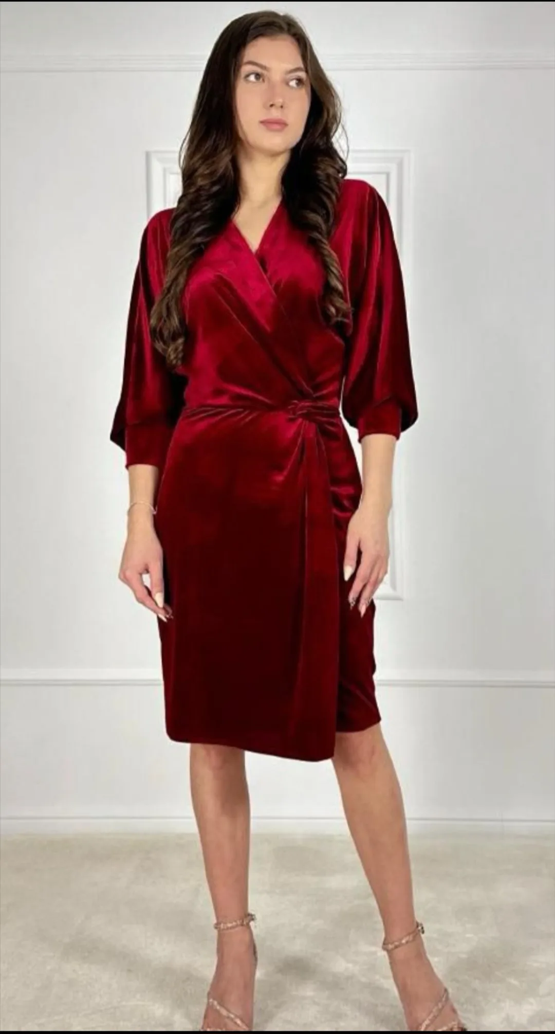 Sukienka welurowa ciemne bordo BB Studio