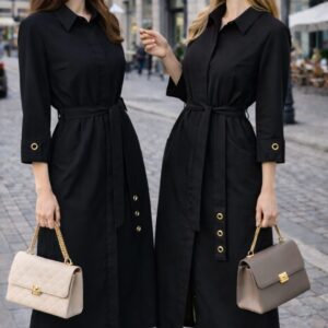 Sukienka czarna do łydki De Fitto