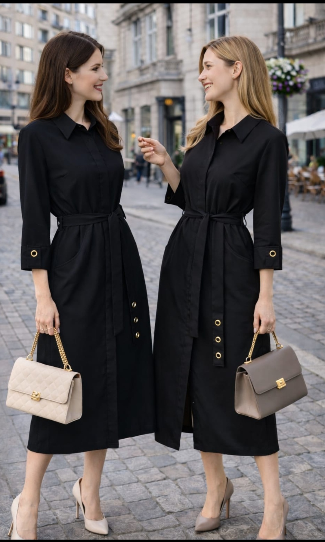 Sukienka czarna do łydki De Fitto