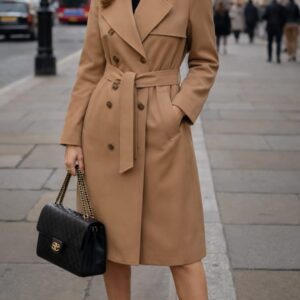 Płaszcz karmelowy prochowiec De Fitto