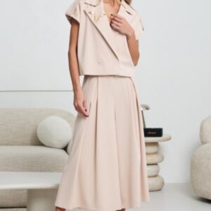 Komplet kamizelka, kuloty bezowe