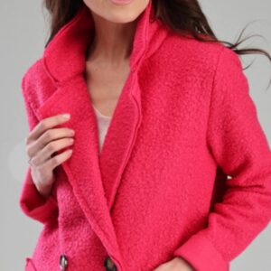 Miękki płaszcz na guzik fuksja