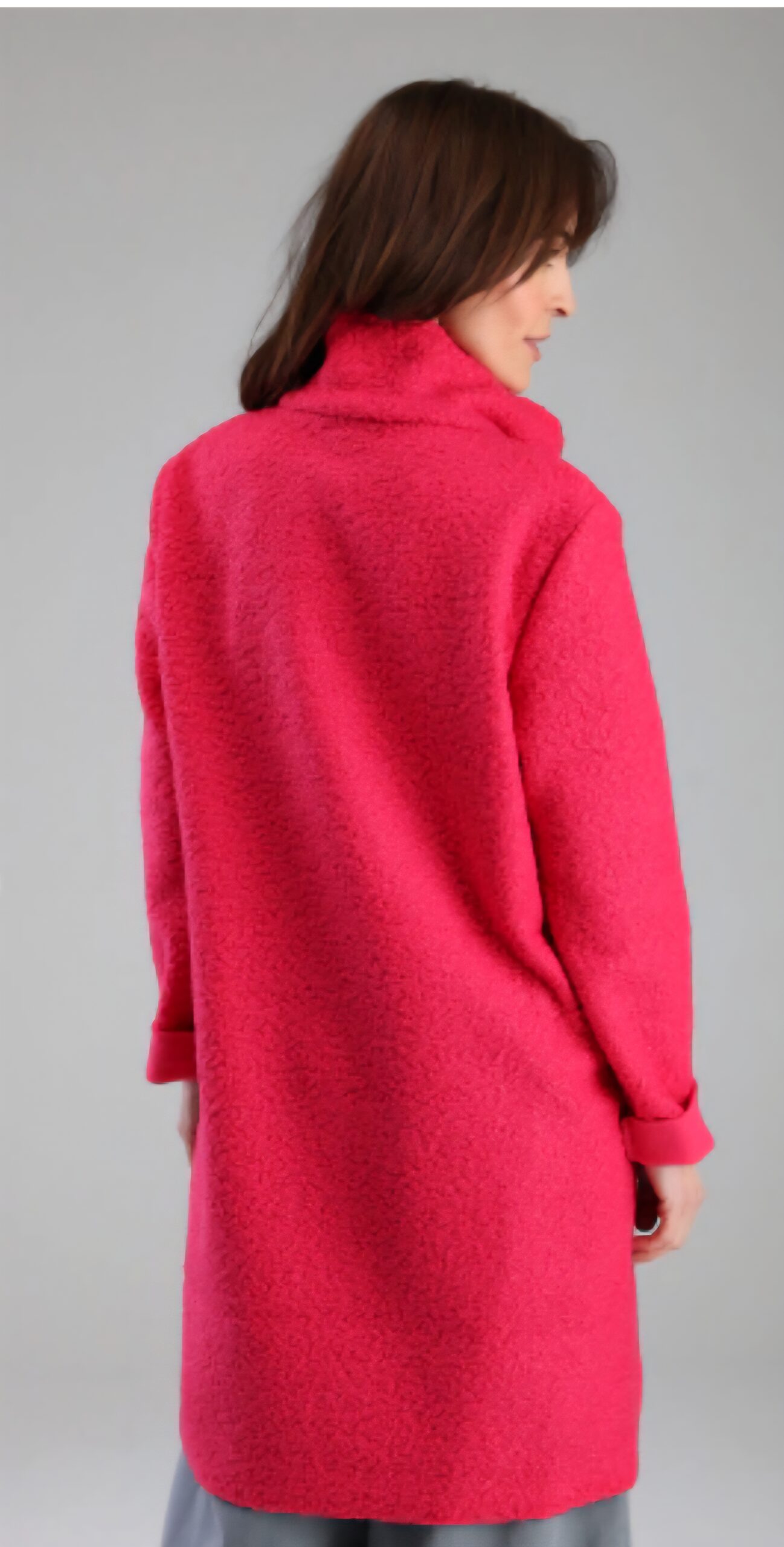 Miękki płaszcz na guzik fuksja