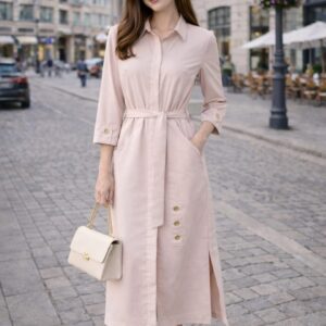 Sukienka beżowa De Fitto