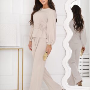 Komplet beżowy z baskinką