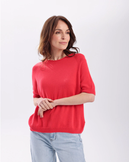 Czerwony bawełniany sweter