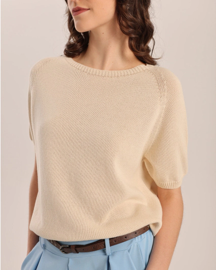 Beżowy bawełniany sweter