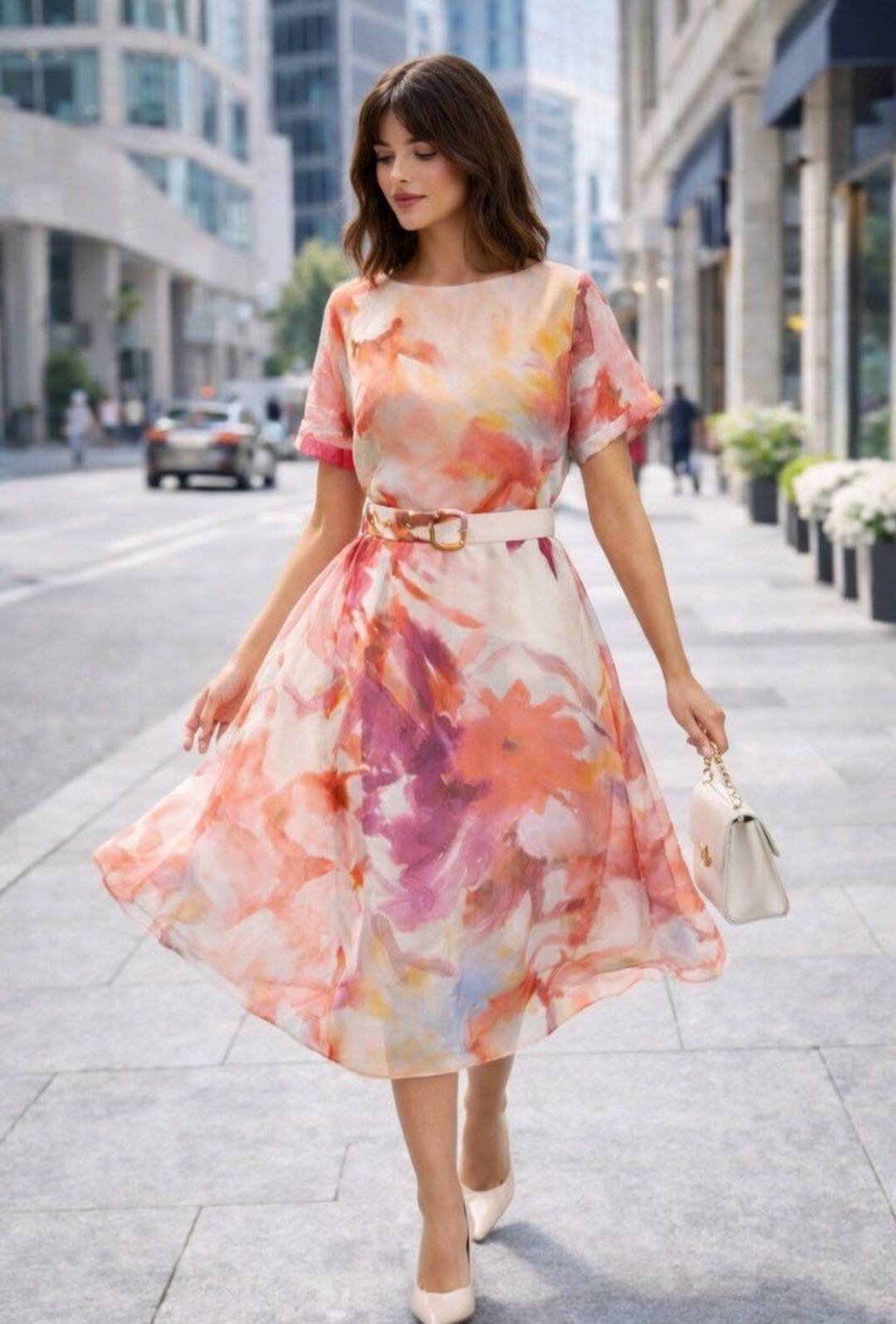 Kolorowa zwiewna sukienka Texa