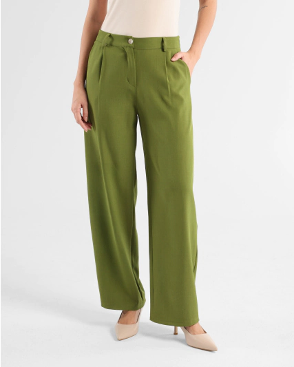 Zielone spodnie z zakładkami