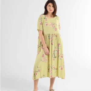 Jasnozielona wiskozowa sukienka w kwiaty