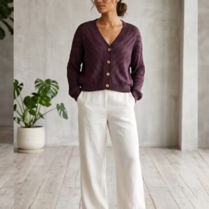 Sweter zapinany fioletowy