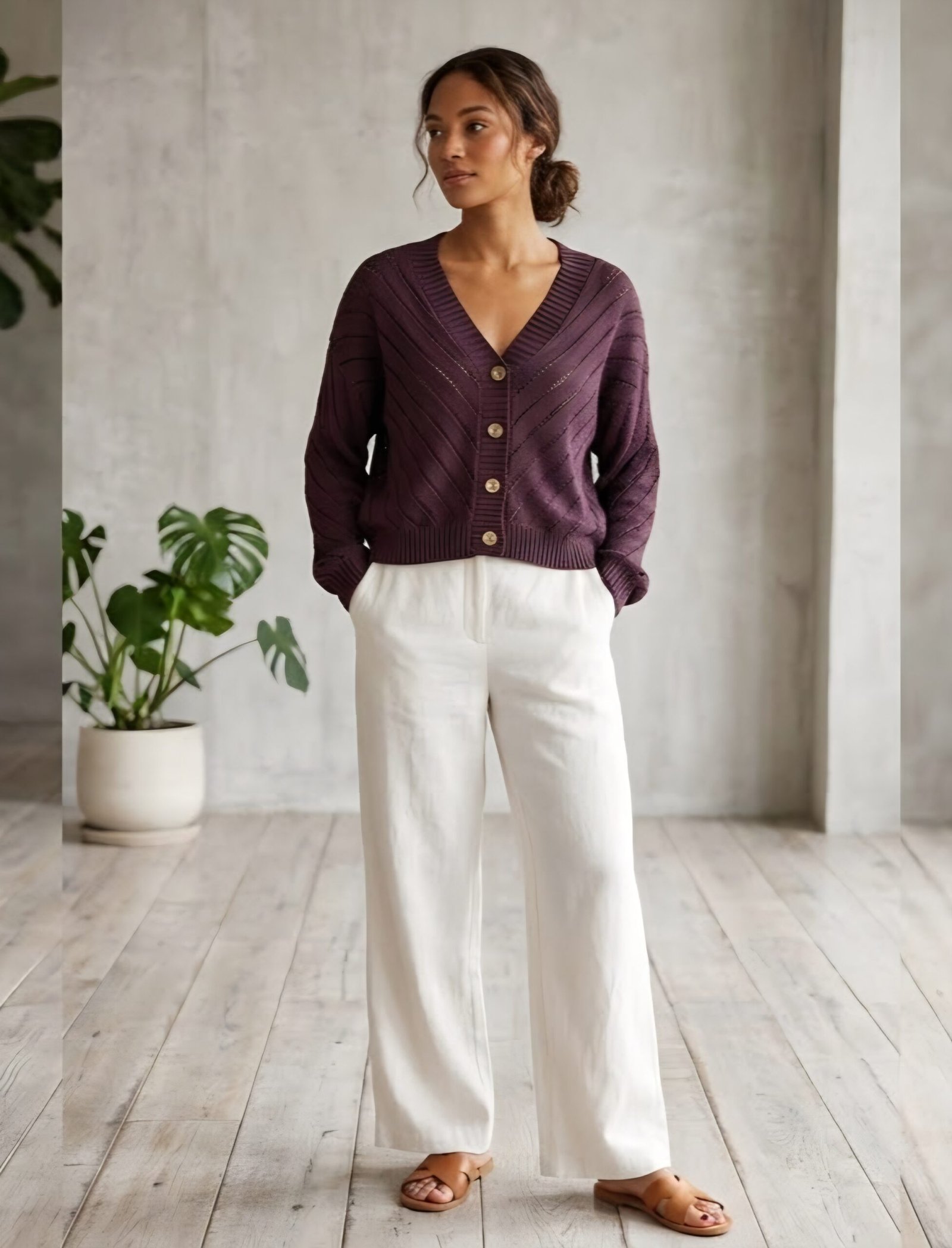 Sweter zapinany fioletowy