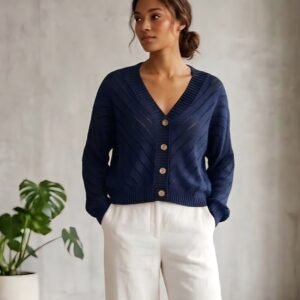 Sweter zapinany granatowy