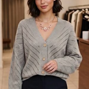 Sweter zapinany popielaty