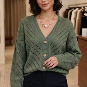 Sweter zapinany zielony