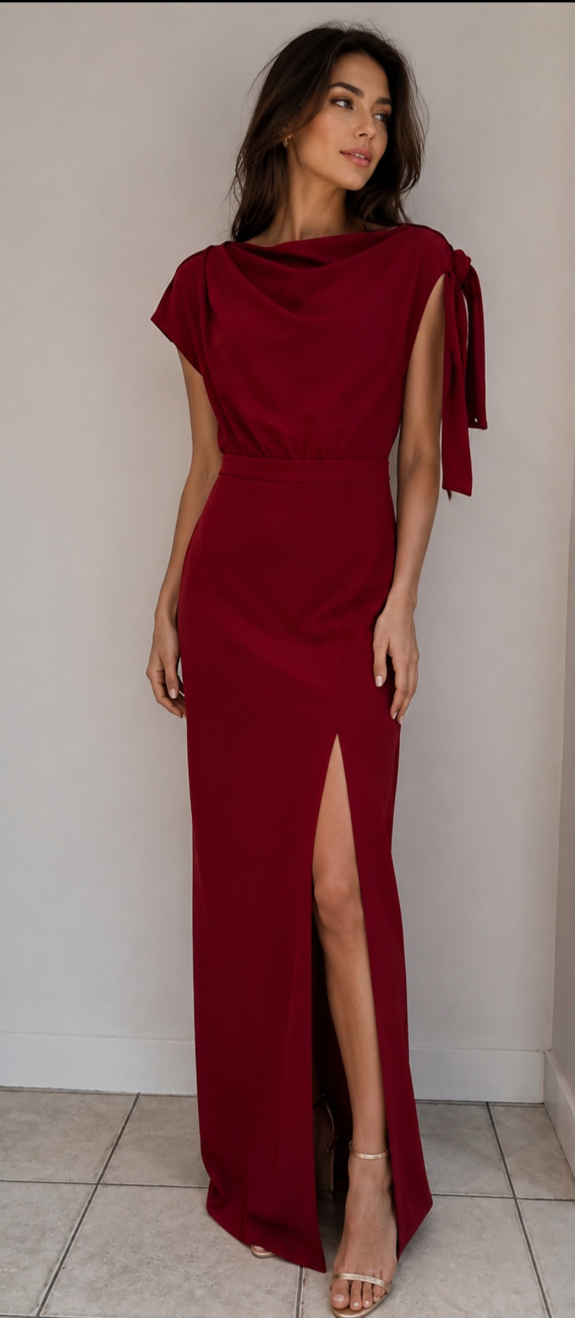 Sukienka maxi w kolorze bordowym